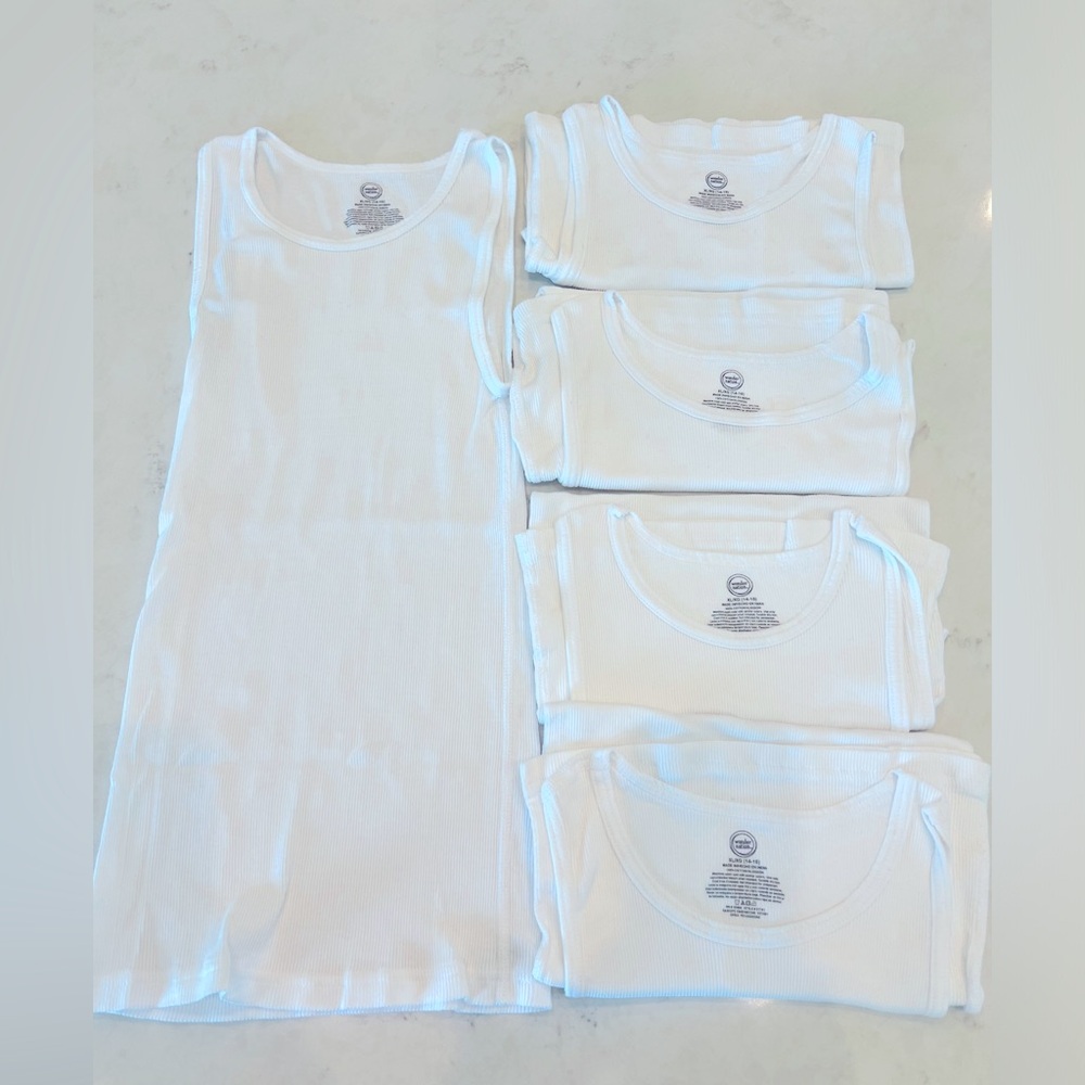 Boys “Wonder Nation” Tank Undershirts (5-Pack) - 14/16